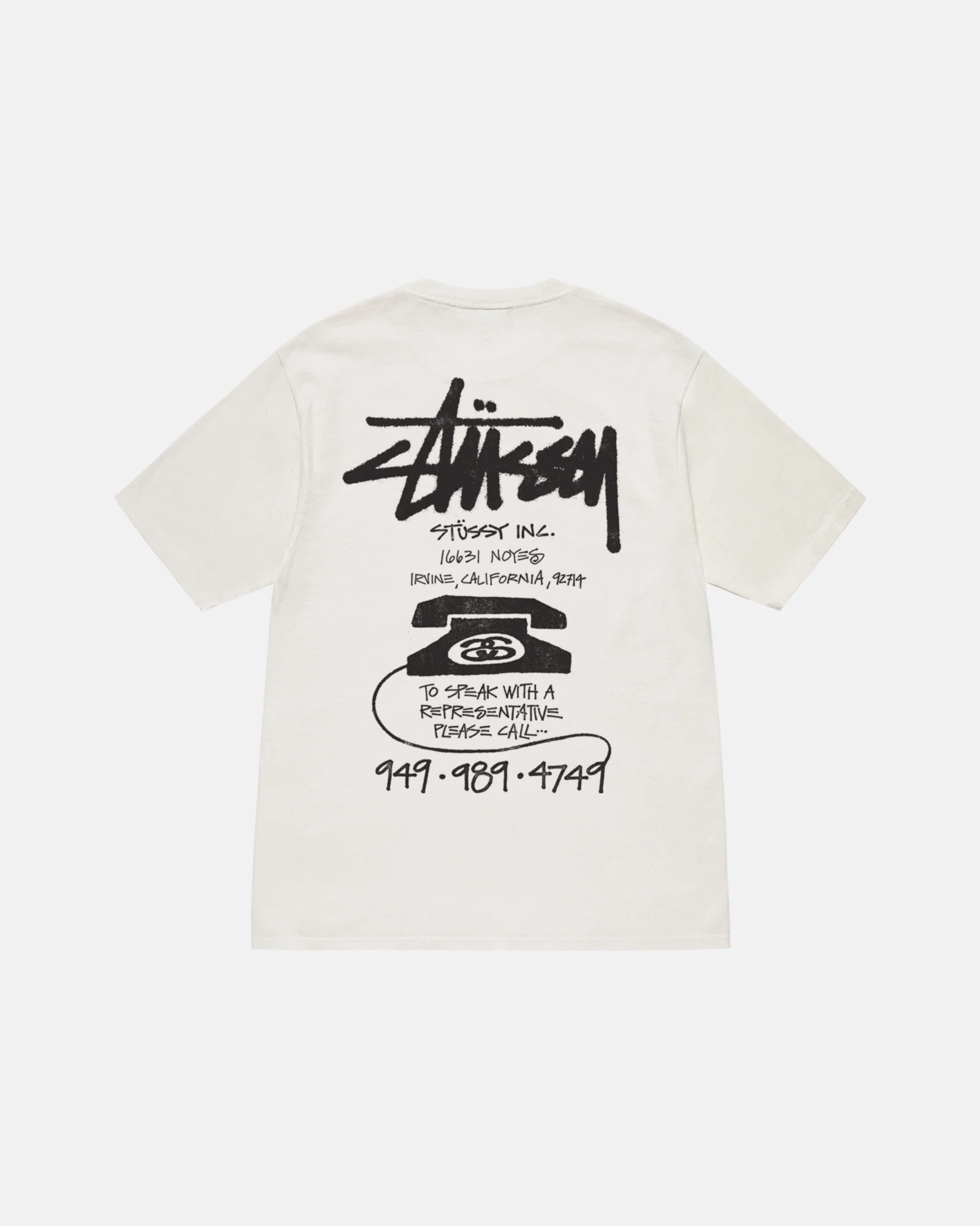 OLD PHONE TEE PIGMENT WHITE DYED - Stüssy
